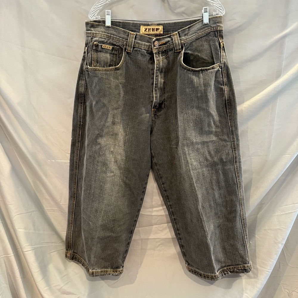 Vintage Zeep Cropped Wide-Leg Jeans 36x22 | 90s Baggy Grunge Skater Denim